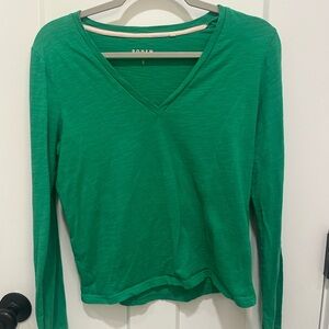 Boden Vibrant Green Long Sleeve V-Neck Top